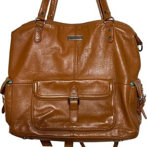 Lily Jade Genuine Leather Convertible Backpack Tote Bag Saddle Brown